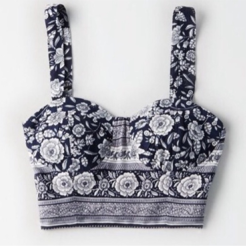 AE - Floral Cropped Bustier Top